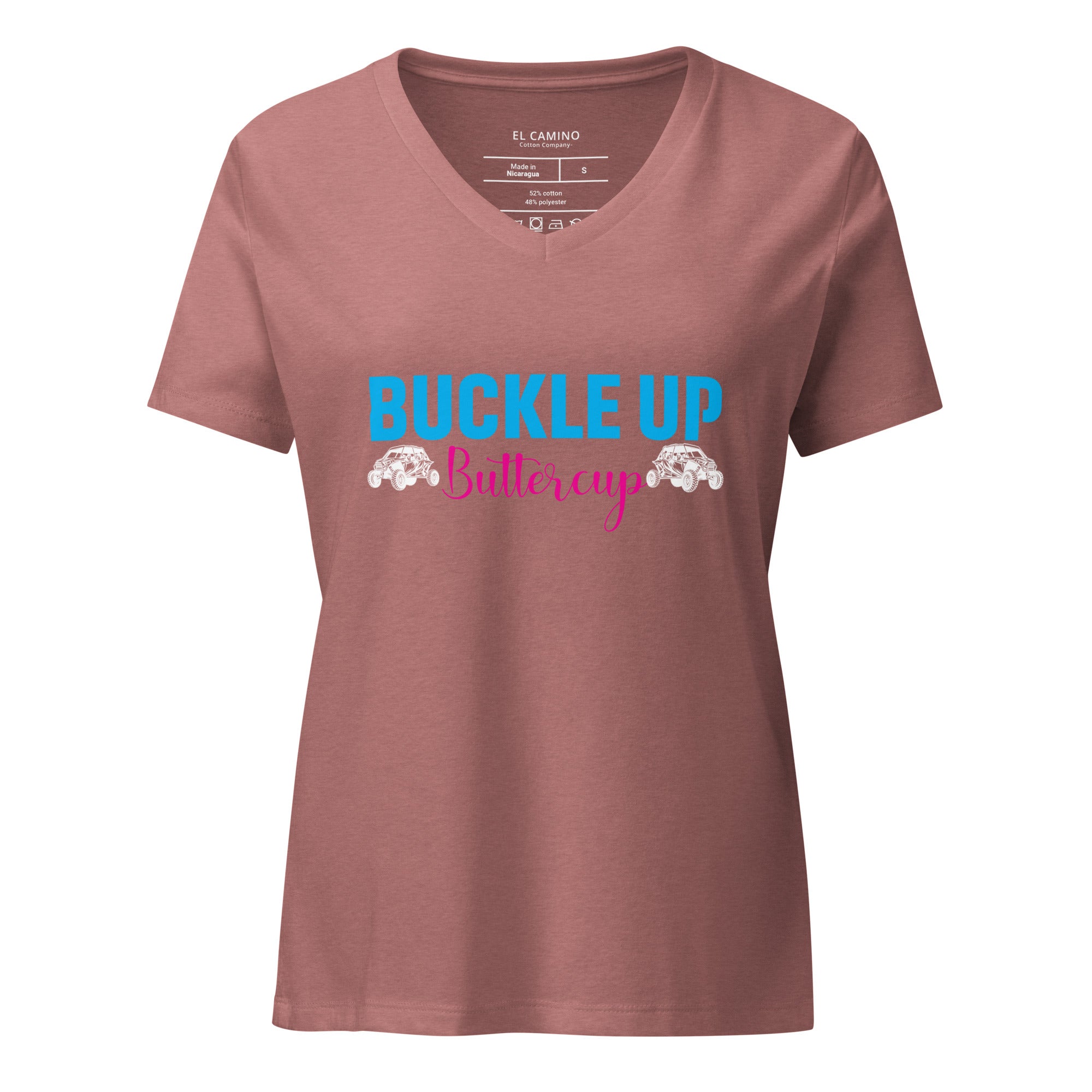 Women’s Buckle Up Buttercup V-Neck T-Shirt